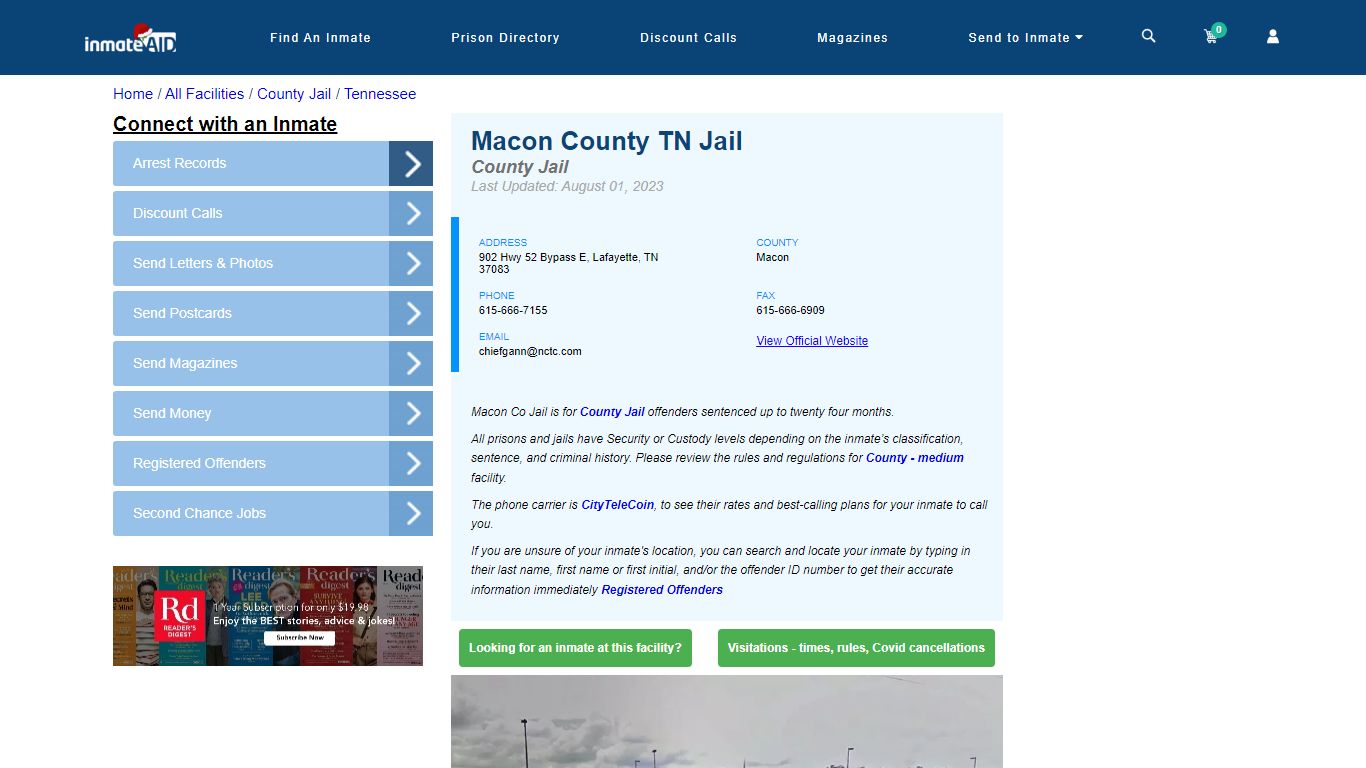 Macon County TN Jail - Inmate Locator - Lafayette, TN